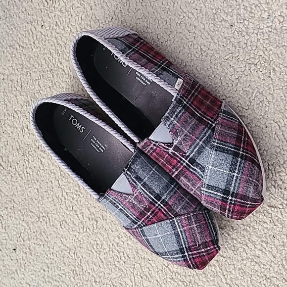 Toms Purple and Black Plaid Slip-Ons - Picture 1 of 6
